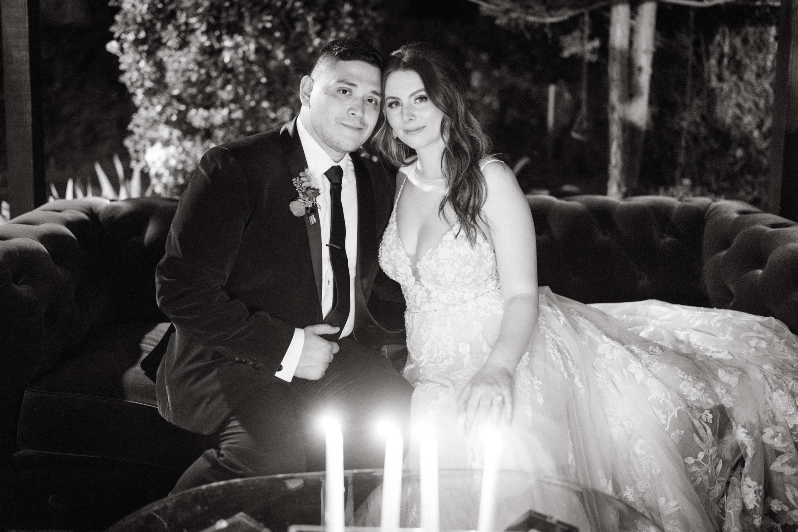 wedding photographer's wedding photos at night lit by candlelight